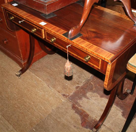 Regency style banded mahogany sofa table